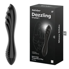 Satisfyer Dazzling Crystal Glass Dildo - Black