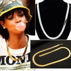 Necklace golden snake chain 1cm flat snake bone link