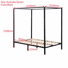 Steel Four Post bed frame - Queen