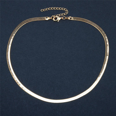 Necklace - elegant luxury flat snake-bone link choker