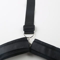 Restraint set - mouth gag with connected wrist cuffs