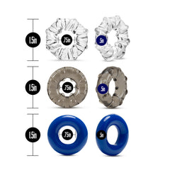 Stay Hard Triple Stretch Cock Rings - Set of 3 colours