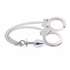 Metal Handcuffs with Anal Plug
