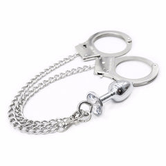 Metal Handcuffs with Anal Plug