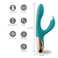 Maia Skyler - 21.6 cm USB Rechargeable Bendable Rabbit Vibrator