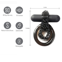Maia Jagger Vibrating 10 speed Cock Ring - Black