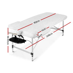 Zenses 3 Fold Portable Aluminium Massage Table - Black 60cm wide