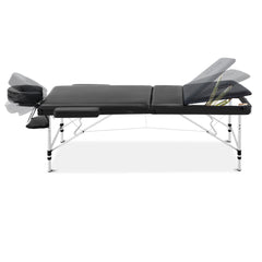Zenses 3 Fold Portable Aluminium Massage Table - Black 60cm wide