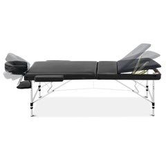 Zenses 3 Fold Portable Aluminium Massage Table - Black 75cm wide