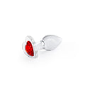 Crystal Desires Glass Butt Plug with Rose Heart Gem - Small