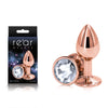 Rear Assets Rose Gold Small - Rose Gold Small Metal Butt Plug with Clear Gem Base