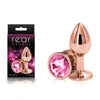 Rear Assets Butt Plug with Red Crystal Insert - Rose Gold Small