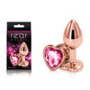 Rear Assets Butt Plug with Heart Insert - Rose Gold Small