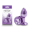 Rear Assets Butt Plug with Crystal Insert - Purple Small