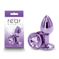 Rear Assets Butt Plug with Crystal Insert - Purple Small