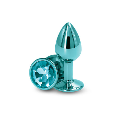 Rear Assets Butt Plug with Crystal Insert - Teal Small