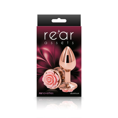 Rear Assets Rose Butt Plug  with Rose Insert - Rose Gold Small