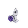 Rear Assets Butt Plug with Rose Insert - Silver Small