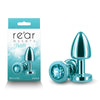 Rear Assets Butt Plug with Crystal Insert - Teal Petite