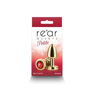 Rear Assets Butt Plug with Red Crystal insert - Gold Petite
