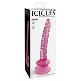 Icicles 86 GLASS Dildo dong 17cm with removable suction cup - Pink