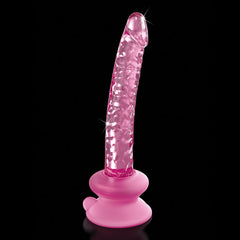 Icicles 86 GLASS Dildo dong 17cm with removable suction cup - Pink