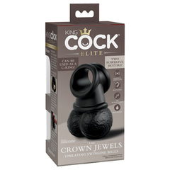 King Cock Elite The Crown Jewels Vibrating Silicone Balls - USB Rechargeable Vibrating Cock Ring
