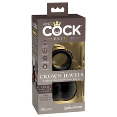 King Cock Elite The Crown Jewels Vibrating Silicone Balls - USB Rechargeable Vibrating Cock Ring