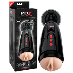 Pipedream Extreme Toyz Elite Dirty Talk Starter Stroker - Vibrating Vagina Masturbator with Suction Cup & Sound Effects