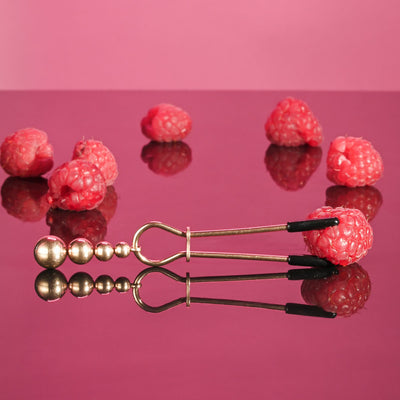 Selopa Nipple Clamps with Hanging Beads - Rose Gold