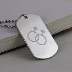 Necklace LGBT Pride twin Mars symbol dog tag in Silver.
