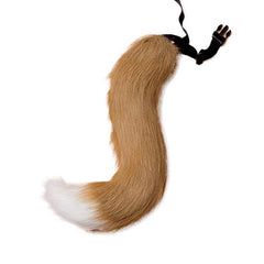 Fur tail clip on - beige & white