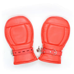 Gloves padded, RED for BDSM restraint or Puppy play