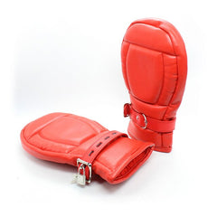 Gloves padded, RED for BDSM restraint or Puppy play