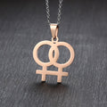 Necklace LGBT Pride twin Venus symbol in Gold, Silver or Rose.