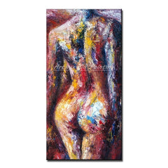 Stunning naked rear aspect portrait, abstract pastel on canvas.