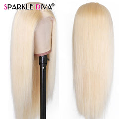 Remy Lace front wig, Blonde, straight. Centre part.