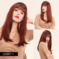 Synthetic wigs with fringe. Straight with dark roots 12 colours