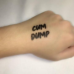 Temporary waterproof tattoos for BDSM slaves "Cum Dump" version 2