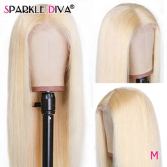 Remy Lace front wig, Blonde, straight. Centre part.