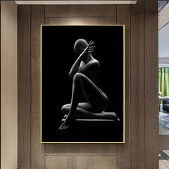 Sensual female silhouette photography reprinted on canvas.