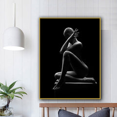 Sensual female silhouette photography reprinted on canvas.