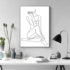 Naked woman line art print