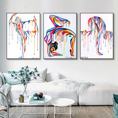 Playful girl. Vibrant line art printed on canvas. Image 1 of 3