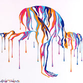 Playful girl. Vibrant line art printed on canvas. Image 1 of 3