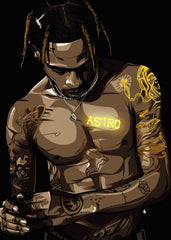 Man. Pop art ink portrait printed on canvas