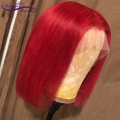 Remy Lace front wig, Blue or Red, straight, short. Centre part.