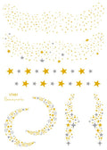 Temporary adhesive FACIAL glitter shapes for women in 2 sheets of various designs