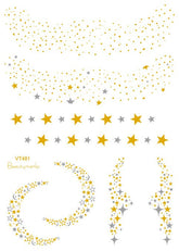 Temporary adhesive FACIAL glitter shapes for women in 2 sheets of various designs