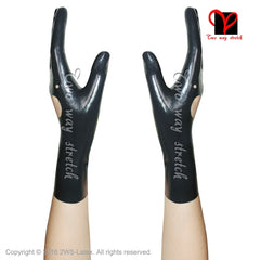 Latex Gloves Black with knuckle holes Wristlet style.